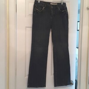 DKNY Ludlow faux snakeskin detail   9 inch rise straight leg jeans size 8